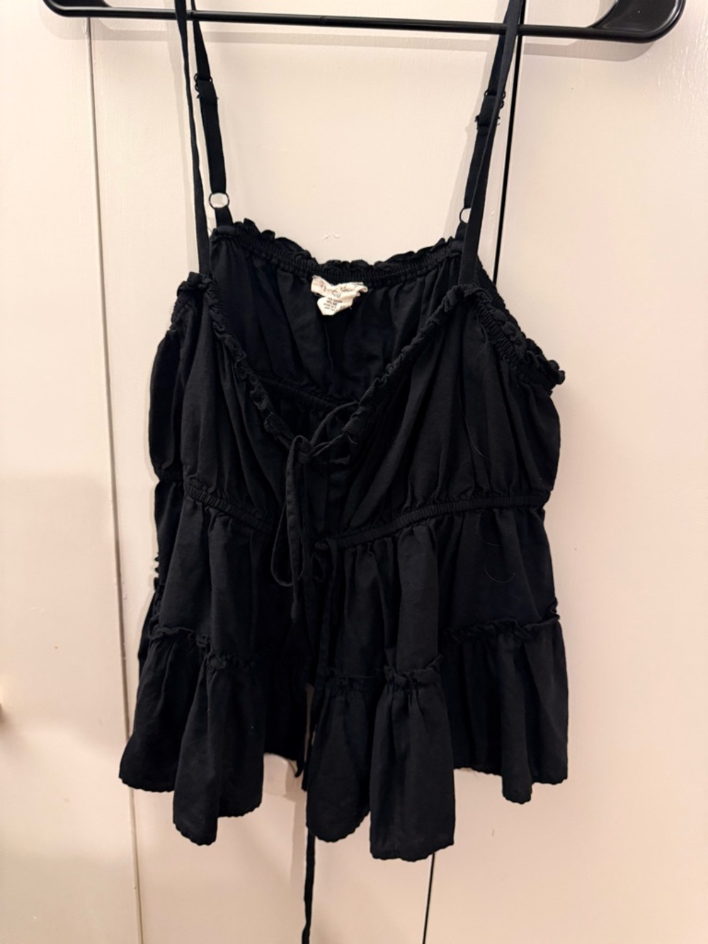 Torrid Festi Top Black Tiered Ruffle Spaghetti Strap Cami Top